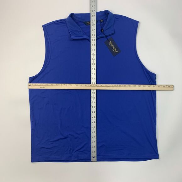 Ralph Lauren Sleeveless Polo Shirt Men XXL 2XL Surf Blue Quarter Zip Performance - Picture 6 of 11